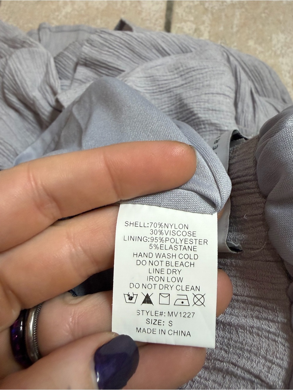 NWT Vada Winter x Maverick Tiered Smocked Boho Maxi Dress (Grey/Mauve) S - Picture 7 of 9